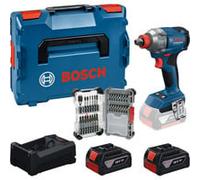 Bosch "Set de visseuse à chocs sans fil GDX 18 volts 285 Nm avec 2 batteries 5,0 Ah et jeu de 31 embouts dans L-BOXX, Set d''outils"