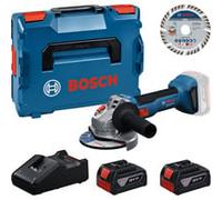 Bosch "Set d''outils Meuleuse d''angle sans fil avec 2 batteries 4,0 ampères-heure et disque de coupe 125 mm dans L-BOXX"