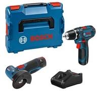 Pack 2 outils BOSCH Perceuse-visseuse GSR 12V-15 + Meuleuse angulaires GWS 12V-76 + 2 batteries 2Ah 12V + chargeur en L-BOXX
