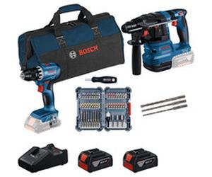 Bosch Set professionnel 18V Marteau perforateur GBH 18V-22 + Perceuse-visseuse GSR 18V-45, Tournevis