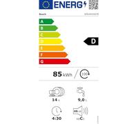 Bosch SMV4HVX07E Série 4, Lave-vaisselle encastrable entièrement escamotable, Home Connect, InfoLight, programme favoris, diagnostic à distance, assistant cire, 60 cm