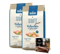 BOSCH Soft junior poulet et ignames 2 x 12,5 kg + cigares naturels à la viande de bœuf 7 pcs.