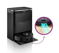 Bosch Spotless Max Cam BCRDW3BX, Robot aspirateur-Laveur avec caméra Smart Vision, serpillère rotative, 11 000 Pa, Station de Service sèche-Humide, Application Home Connect, Noir