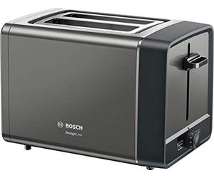 Bosch TAT5P425DE DesignLine Grille-pain compact, fonction décongélation/réchauffage, grille réchauffe-viennoiseries escamotable, arrêt automatique, 970 W, gris
