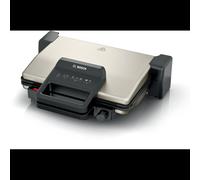 Bosch TCG3302 Gril de Contact 2000W Aluminium, Surface de Cuisson 310x220mm Vitrocéramique, Thermostat, 180°, Plaques Amovibles, Garantie 1 an