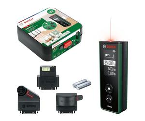 Bosch télémètre laser Zamo 4ème génération avec 3 attachements (mesures faciles et précises jusqu’à 25 m, piles rechargeables via le port USB-C®, ajout possible d’adaptateurs, dans boîte en carton)