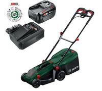 Bosch Tondeuse à Gazon sans Fil ROTAK18V2-38 (Largeur de Coupe : 38 cm, Hauteur de Coupe : 30-75 mm, Sac à Gazon en Tissu 40 l, Bouchon de paillis, 2 Batteries 18 V et Chargeur)