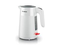 Bosch TWK2M161 Bouilloire 1.7L 2400W Blanc, Corps en plastique, Indicateur niveau d'eau, Arrêt surchauffe, Filtre anti-calcaire amovible, Base 360°