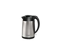 Bosch TWK3P420 Bouilloire 1.7L 2400W Noir/Inox, Corps Acier Inoxydable, Indicateur Niveau d'Eau, Sécurité Surchauffe, Filtre Anti-Calcaire, Base 360°