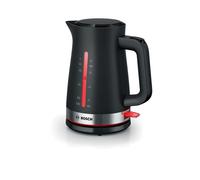 Bosch TWK4M223 Bouilloire 1.7L 2400W Noir - Corps en plastique, indicateur niveau d'eau, arrêt surchauffe, filtre anti-calcaire, élément chauffant dissimulé, base 360°