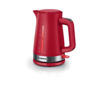 Bosch TWK4M224 Bouilloire Rouge 1.7L 2400W Acier Inoxydable, Indicateur Niveau d'Eau, Sécurité Surchauffe, Filtre Anti-calcaire, Base 360°, 220-240V