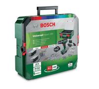 Bosch UniversalDrill 18 Perceuse-visseuse sans fil 18V - Livrée avec 2 batteries 1,5 Ah, chargeur, coffret de 241 accessoires et boîte de rangement - Perçage bois, métal, plastique