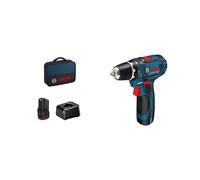 Bosch Visseuse-Perceuse sans fil 12V Li-Ion 1300 tr/min - Couple 30Nm, Ø perçage acier 10mm, bois 19mm - Batterie et chargeur inclus - 0-601-868-10F