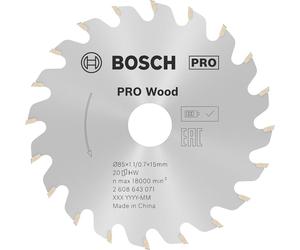 BOSCHBOSCH Lame de scie circulaire sans fil PRO Wood cordless 85x1,1/0,7mm, 2608643071