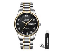 BOSCK Montre Homme, 40 MM Analogique Etanche Affaires Inoxydable Montres Hommes Bracelet Acier, avec Date et Jour Lecture Facile Anti Rayure de Mode Montre pour Homme