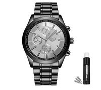 BOSCK Non Chronographe Montre Homme Acier 30M Etanche,Mode Analogique Classique Affaires Montres Bracelet pour Homme,Montres Hommes Anti Rayure étanche Automatique Homme Meilleur Cadeau Décontractée
