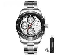 BOSCK Une fonction chronographe, montre de loisirs pour homme - Design sportif et élégant, mouvement à quartz analogique, pour une utilisation professionnelle ou quotidienne, montre bracelet en acier
