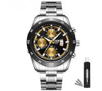 BOSCK Une fonction chronographe, montre de loisirs pour homme - Design sportif et élégant, mouvement à quartz analogique, pour une utilisation professionnelle ou quotidienne, montre bracelet en acier