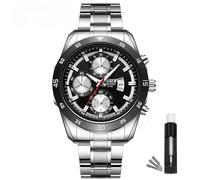 BOSCK Une fonction chronographe, montre de loisirs pour homme - Design sportif et élégant, mouvement à quartz analogique, pour une utilisation professionnelle ou quotidienne, montre bracelet en acier