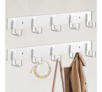 Bosdontek Lot de 2 crochets muraux, crochets résistants à suspendre au mur, résistants à la rouille, crochets muraux polyvalents pour vêtements, chapeaux, sacs, 2 unités (blanc)