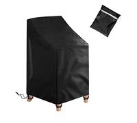 Boseago Housse de Protection pour Chaises Empilables en Tissu Oxford 210D, Housse de Chaise d'Extérieur Imperméable de Jardin, Housse de Fauteuil Extérieur Empilables avec Corde(72x92x120/70cm), Noir