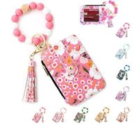 BOSENIYU Portefeuille à perles bohème pour femme, style bohème avec perles et pompons, porte-clés décoré avec motif floral., Rose foncé, 8.5*12cm/3.35*4.7in, Décoration artistique