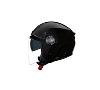 BOSERMEM Casque à réaction avec Double visière, adapté aux Scooters, aux Jets et aux cyclomoteurs, certifié ECE 22.06, répond aux Normes de sécurité routière（Noir Brillant, M