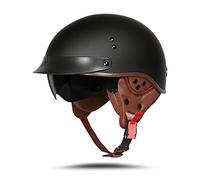 BOSERMEM Casque De Moto Adulte, Casque Semi-Ouvert avec Visière. Casque De Scooter ATV Casque De Sécurité Certifié ECE(Noir Mat, XXL 63-64cm)
