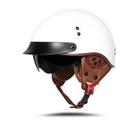 BOSERMEM Casque Moto Adulte Semi-Ouvert avec Visière, Scooter ATV Sécurité Certifié ECE (Blanc Brillant, XL 61-62cm)