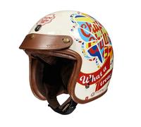 BOSERMEM Casque De Moto Rétro, Casque Ouvert Certifié ECE 22.06. La Doublure Est Aérée Et Respirante. Convient Aux Motos, Cruisers, Scooters Et Cyclomoteurs(Casse-tête Beige, M=54-56cm)