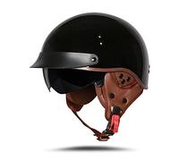 BOSERMEM Casque De Moto Adulte, Casque Semi-Ouvert avec Visière. Casque De Scooter ATV Casque De Sécurité Certifié ECE(Noir Clair, XL 61-62cm)