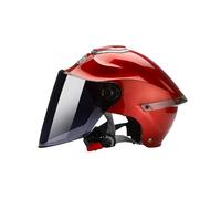 BOSERMEM Casque Ouvert Classique, Demi-Casque avec Visière, Tour De Tête Ajustable, Coque en 709abs Combinée à Un Rembourrage Eps(Rouge,Visière Noire)
