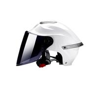 BOSERMEM Casque Ouvert Classique, Demi-Casque avec Visière, Tour De Tête Ajustable, Coque en 709abs Combinée à Un Rembourrage Eps(Blanc,Visière Noire)