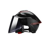 BOSERMEM Casque Ouvert Classique, Demi-Casque avec Visière, Tour De Tête Ajustable, Coque en 709abs Combinée à Un Rembourrage Eps(Noir Brillant,Visière Noire)