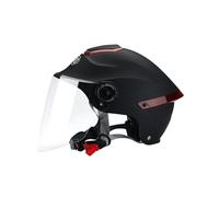 BOSERMEM Casque Ouvert Classique, Demi-Casque avec Visière, Tour De Tête Ajustable, Coque en 709abs Combinée à Un Rembourrage Eps(Noir Mat,Visière Transparente)