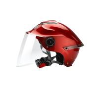 BOSERMEM Casque Ouvert Classique, Demi-Casque avec Visière, Tour De Tête Ajustable, Coque en 709abs Combinée à Un Rembourrage Eps(Rouge,Visière Transparente)