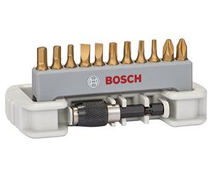 Bosh 2608522128 Set de 11 Embouts de vissage avec porte-embout ph2/ pz2/ t10/ t15/ t20/ t25/ s0 6x4 5/ s0 8x5 5/ hex3/ hex4/ hex5/ 25 mm
