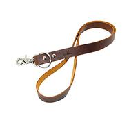 boshiho Cordon tour de cou en cuir de vache avec fermoir en métal pour porte-badge d'identité, clés, USB, téléphone portable, etc. (marron foncé B)