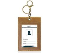 Boshiho Porte-badge en cuir véritable avec œillet pour clé : étui fin pour badge nominatif pour un usage quotidien - Étui pour carte d'identité de service de haute qualité pour les employés de bureau