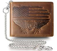 boshiho Portefeuille de motard avec chaîne, portefeuille de motard en cuir véritable vieilli pour homme, 12 emplacements pour cartes et blocage RFID, cadeau pour les amateurs de Harley Davidson