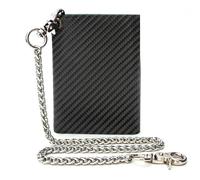 boshiho Portefeuille en carbone pour homme - Avec chaîne - Étui pour cartes de crédit avec protection RFID, 13 compartiments, porte-monnaie et portefeuille design fin en fibre de carbone, Noir , L,