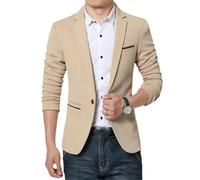 BoShiNuo Arrivée Luxe Blazer Automne Slim Fit Homme Costume Beige XXL