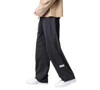 BoShiNuo Pantalon en Velours Côtelé Automne Hiver Homme Pantalon Vintage Japonais Pantalon en Velours Côtelé Ample Droit Décontracté Homme, gris, XL