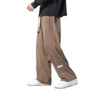 BoShiNuo Pantalon en Velours Côtelé Automne Hiver Homme Pantalon Vintage Japonais Pantalon en Velours Côtelé Baggy Droit Décontracté Homme, kaki, S