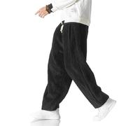 BoShiNuo Pantalon sarouel japonais d'hiver en velours côtelé pour homme, pantalon de jogging décontracté, hip-hop, rue pour homme, Noir , 36-41