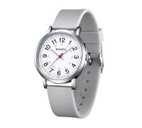 BOSHIYA Montre d'infirmière pour étudiants en médecine, médecin, femme avec aiguille des secondes et bracelet en silicone 24 heures facile à lire, Bracelet en silicone - Gris - 36 mm