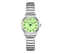 BOSHIYA Petites montres à quartz analogiques pour femme avec bracelet d'extension en acier inoxydable, étanche, US-Silver Green Band-13, Round