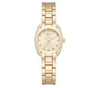 BOSHIYA Petites montres à quartz analogiques pour femme avec bracelet d'extension en acier inoxydable, étanche, Bande en acier américain - Face nacrée dorée, Round