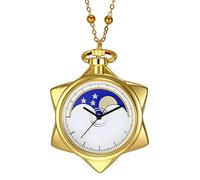 BOSHIYA Sailor Moon Cosplay Collier Accessoires Mode Strass Or Star Montre de poche à quartz avec chaîne/Accessoires Cosplay/Anime Merch Gift Box, Montre dorée, Montre de poche à quartz avec étoile