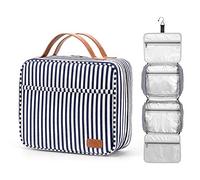 Bosidu Trousse de Toilette pour Femme, Grande Capacité Toilette Voyage Imperméable et Suspendu, Trousse Maquillage Femme et Homme, Bleu